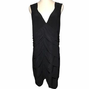 Torrid Ruched Black Midi Dress 2X Plus Draped Elegant Cocktail Evening V-Neck